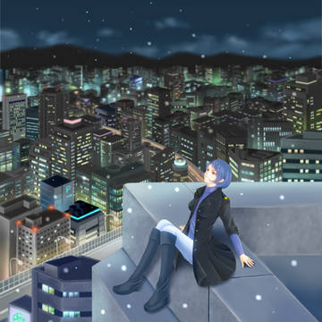 snow falls to the city