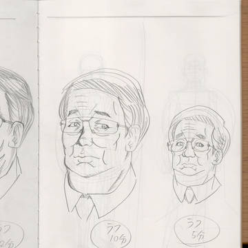 石野原葉　変喧駄郎（政治家）その２　中間的・デフォ的に描いた
