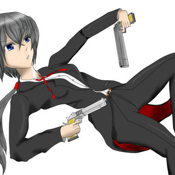 銃と燕尾服のおねーさん