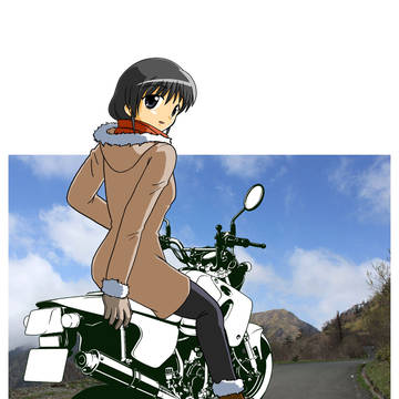 バイクと女の子　KSR110