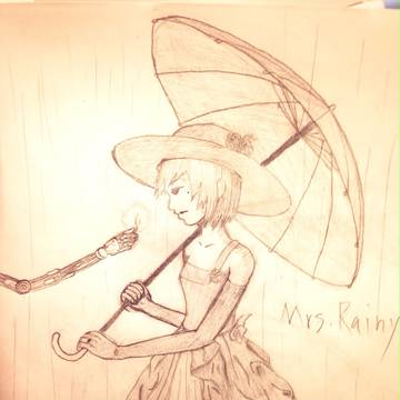 雨降り婦人