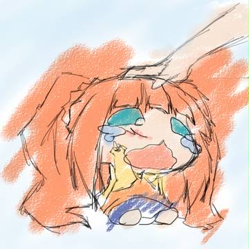 泣くな泣くな。よしよし。