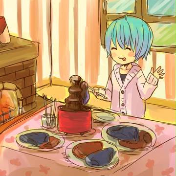 チョコレートフォンデュをする要ちゃん