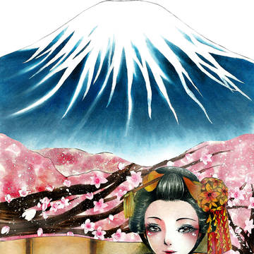 静寂の桜（着物ガール）