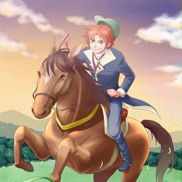 馬と一緒に高原を