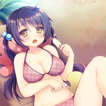 家に帰ると水着姿の妹がソファーでアイスを食べていた