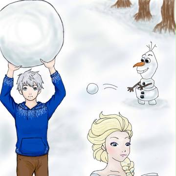 jack與Elsa在雪地