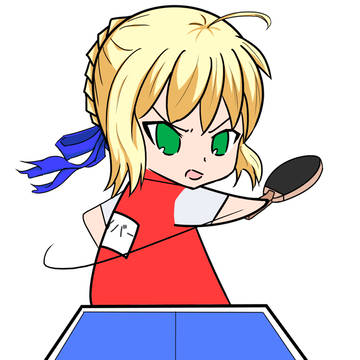 卓球するセイバーさん