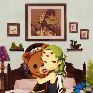 少女と熊のぬいぐるみ