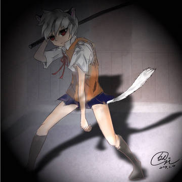 夜の狼耳少女