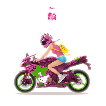 Rain and her Motorcycle