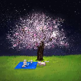 【桜白AA絵合戦】 夜桜 【桜】