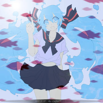魚と一緒に楽しく遊び