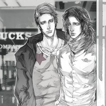 Steve and Bucky in Starbucks