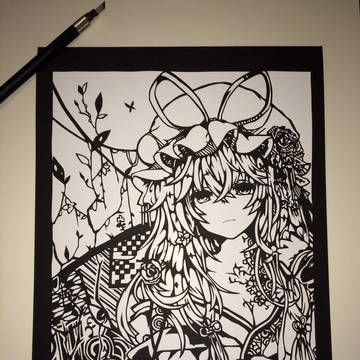 【東方】八雲紫さま切ってみた【切り絵】