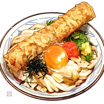 釜玉うどんwith竹輪天