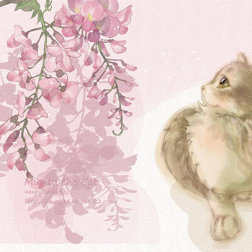 淡い藤の花と