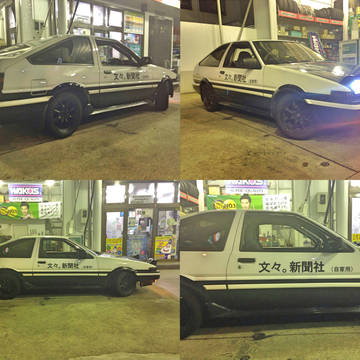 例大祭痛車展示「東方×頭文字Ｄ」文々。新聞社(自家用)AE86