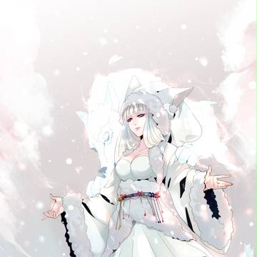 雪のオオカミと雪女