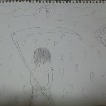 心降る夜鎌を持つ月兎と少女