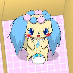 トイレの中でおしっこをしているサフィーちゃん