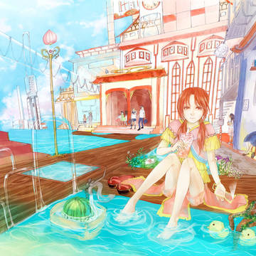 水辺にて
