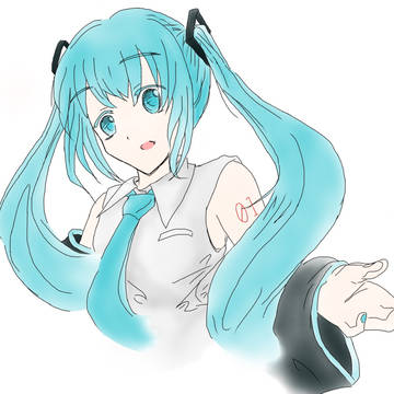 授業中の落書きミクをペン入れしただけだったけどやっぱり塗りました