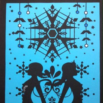切り絵　アナと雪の女王