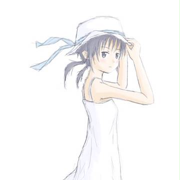 白いワンピースと帽子の少女