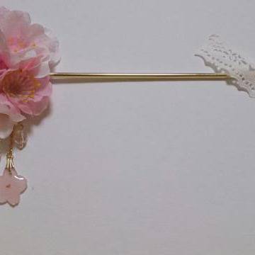 桜の簪と向日葵のブローチピン