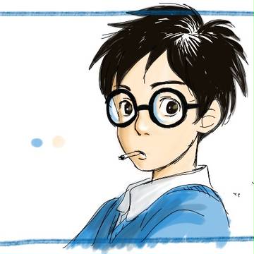 二郎さん、煙草を吹かす