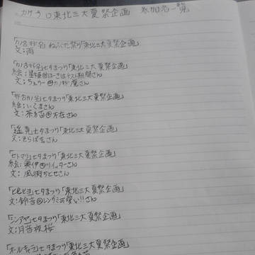 カゲプロ東北三大夏祭企画　参加者発表