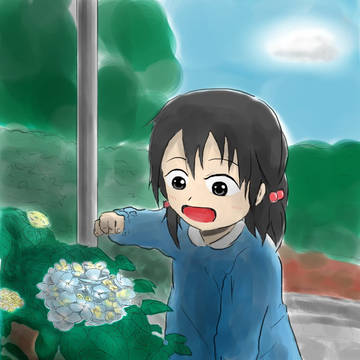 紫陽花と女の子