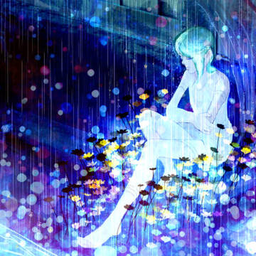 赤い羽と雨 【動くイラスト】