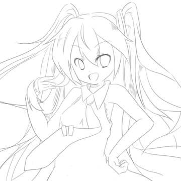 ミク線画