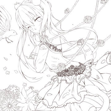 苹miku线稿