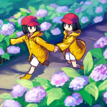 紫陽花と双子(2年)