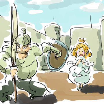中年の騎士と姫