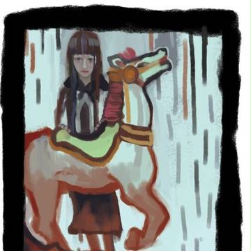 merry go round and girl