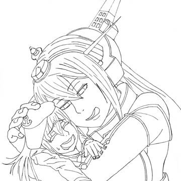長門さんと暁さん(線画)