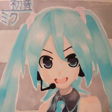 ミクさん(背景描きました)