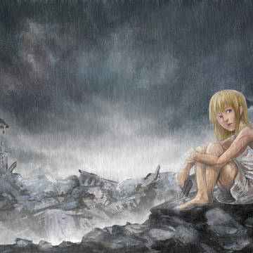 雨に濡れる