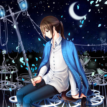 夜空の下で
