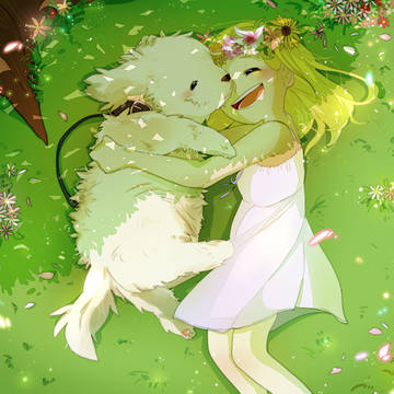 少女と犬