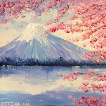富士山油画