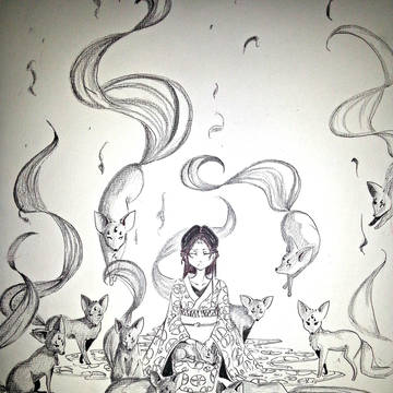 surrounded by foxes