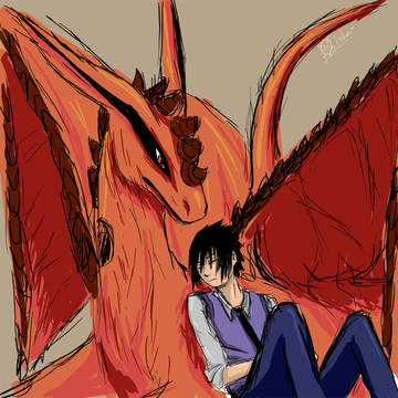 Naruto dragon and Sasuke