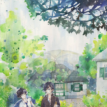 雨の中
