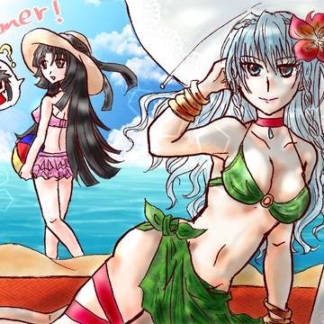 浅井義姉妹in夏の海