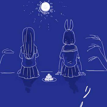 お月様と鈴虫と